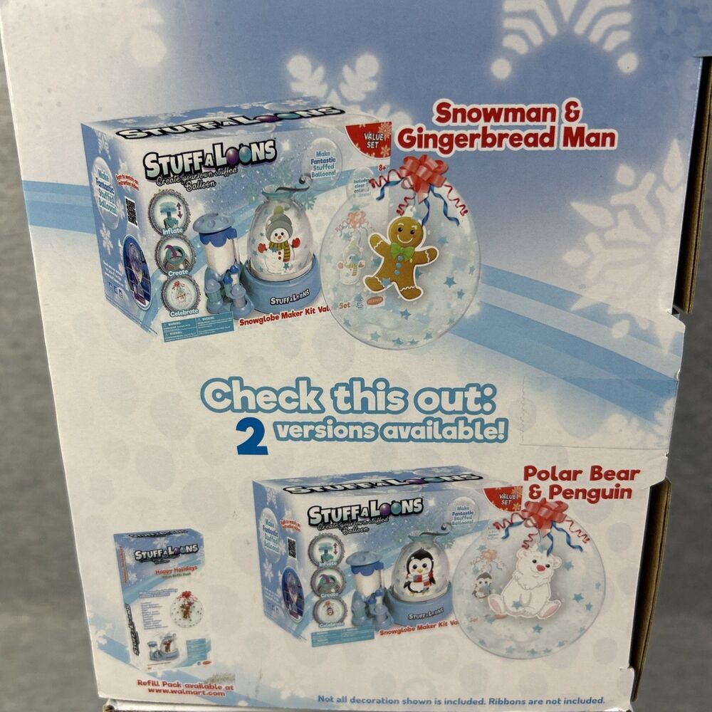 2! - Goodmark Stuffaloons Snow Globe Maker Kit Value Sets Penguin And Snowman! - Picture 6 of 16